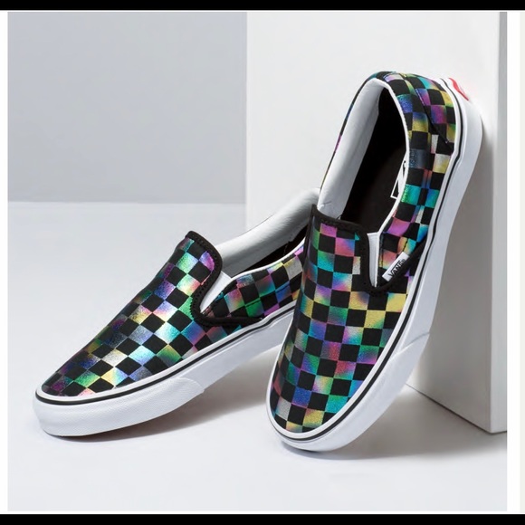 vans classic slip on iridescent check